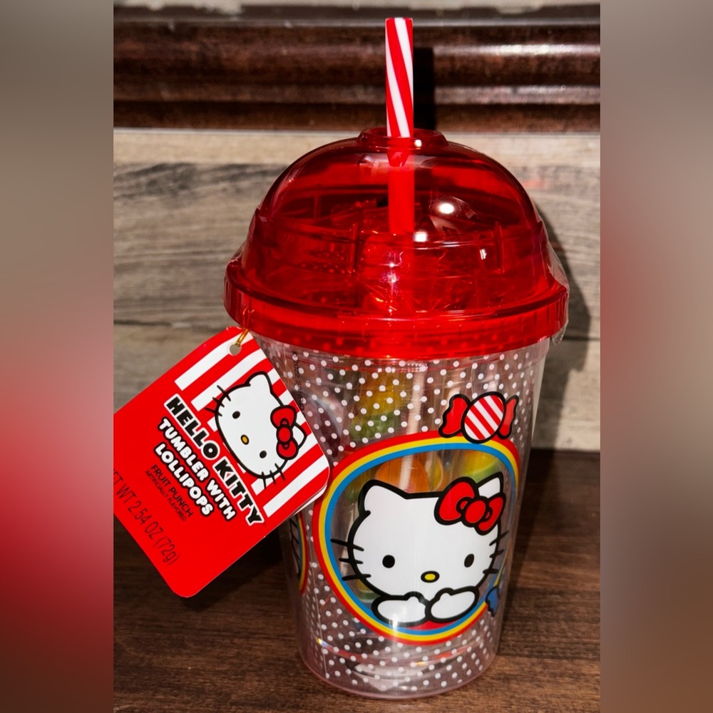 Hello Kitty Tumbler With Lollipops (Fruit Punch Flavour). - NEW